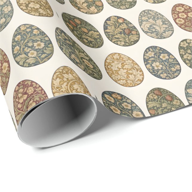 William Morris Inspired Botanical Easter Egg  Wrapping Paper (Roll Corner)