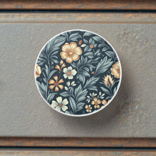 William Morris Inspired Botanical Style Pattern Ceramic Knob