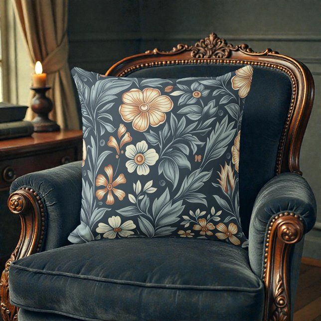 William Morris Inspired Botanical Style Pattern Throw Pillow (Creator Uploaded)