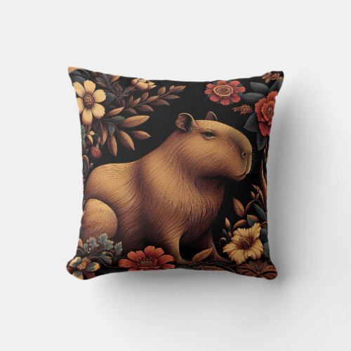 William Morris Inspired Capybara Pillow