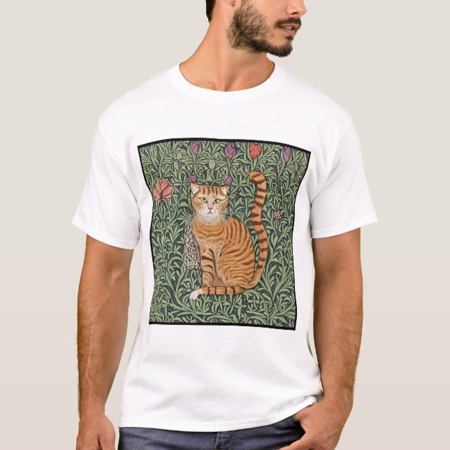 William Morris Inspired Cat 1 T-Shirt (Front)