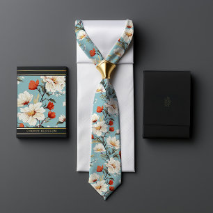 William Morris-Inspired Cherry Blossom Floral Neck Tie