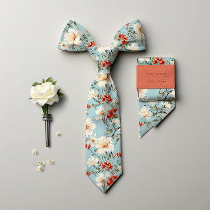 William Morris-Inspired Cherry Blossom Floral Neck Tie