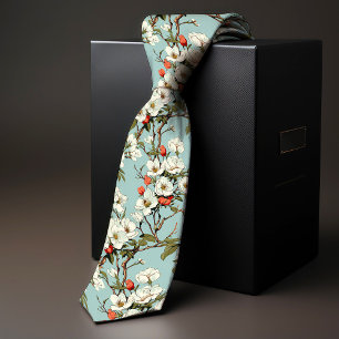 William Morris-Inspired Cherry Blossom Floral Neck Tie