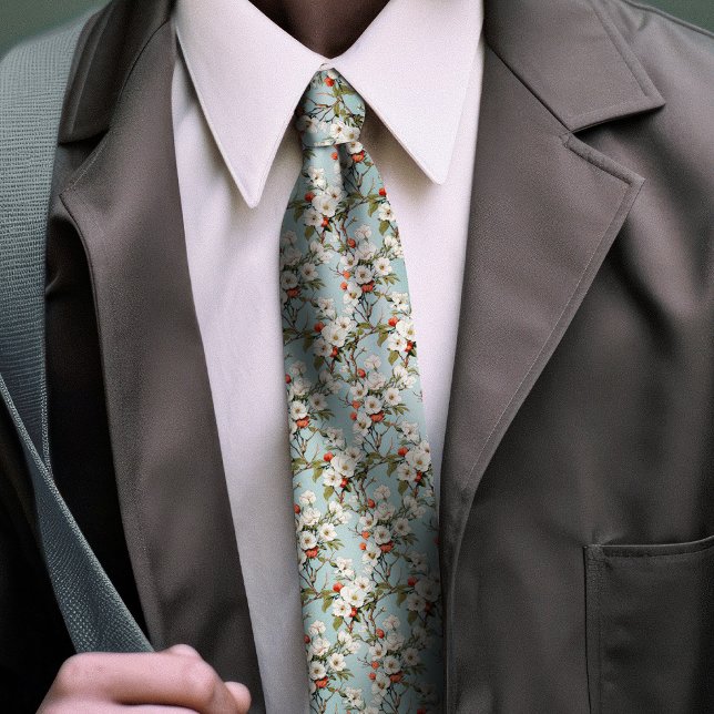 William Morris-Inspired Cherry Blossom Floral Neck Tie (Creator Uploaded)