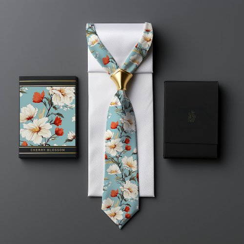 William Morris_Inspired Cherry Blossom Floral Neck Tie