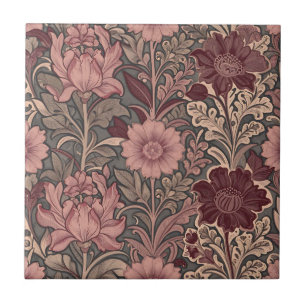 William Morris Inspired Floral Pattern Ceramic Tile