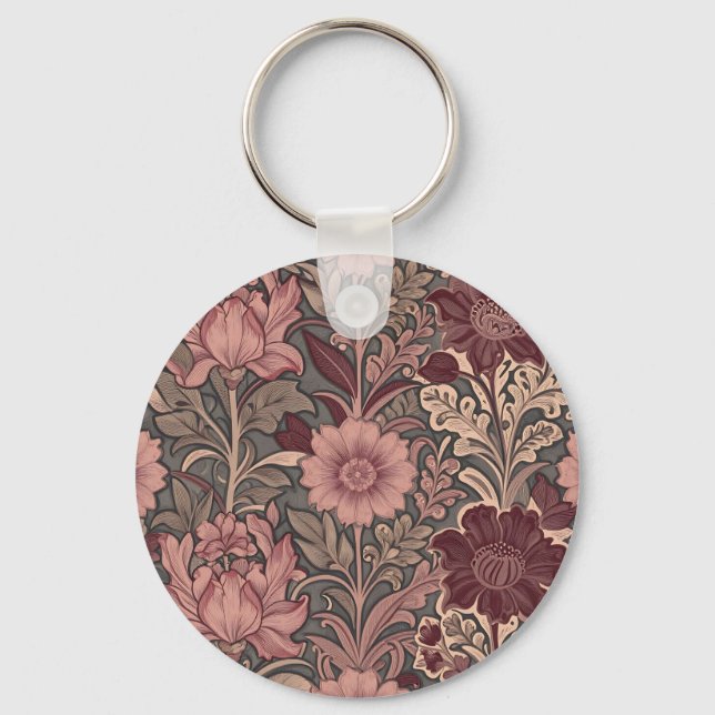William Morris Inspired Floral Pattern Keychain (Front)
