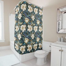 William Morris Inspired Floral Shower Curtain 