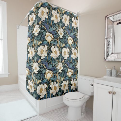 William Morris Inspired Floral Shower Curtain 