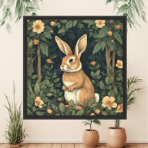 William Morris Inspired Forest Rabbit Botanical