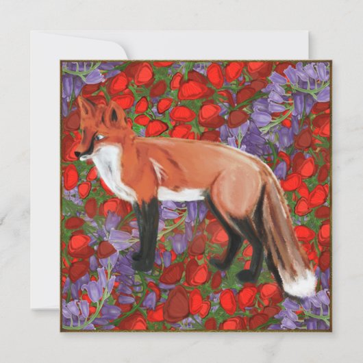 William Morris Inspired Fox On Poppies (Front)