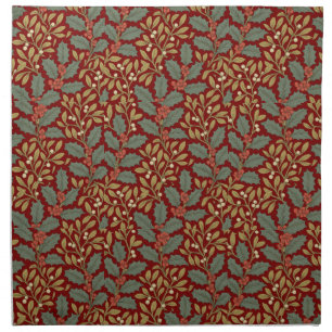 William Morris Inspired Holly & Mistletoe Cloth Napkin