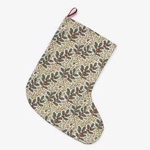 William Morris Inspired Holly & Mistletoe Large Christmas Stocking