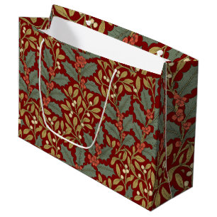 William Morris Inspired Holly & Mistletoe Large Gift Bag