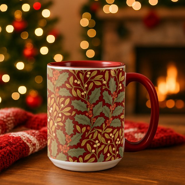 William Morris Inspired Holly & Mistletoe Mug (Creator Uploaded)