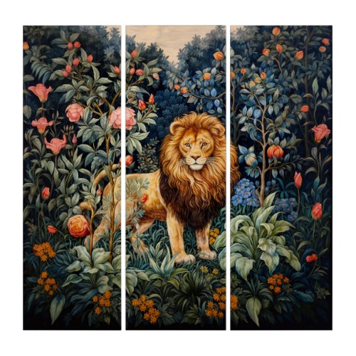 William Morris Inspired Jungle Lion Art Nouveau
