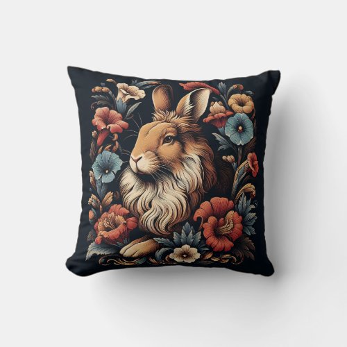 William Morris Inspired Lionhead Rabbit Pillow