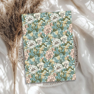 William Morris inspired pale pink white dusty blue Tissue Paper