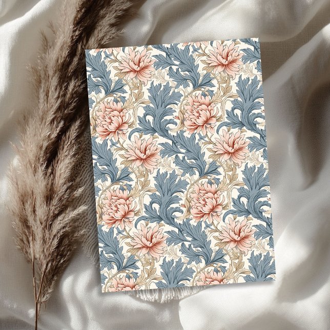 William Morris inspired pastel blue pale pink Tissue Paper (William Morris inspired pastel blue pale pink Tissue Paper)