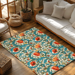 William Morris inspired pastel blue terracotta Rug