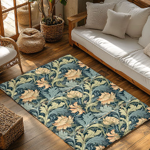 William Morris inspired pastel green ivory sage Rug
