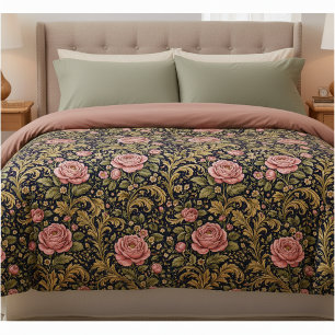 William Morris Inspired Pattern Pink Rose Duvet Cover