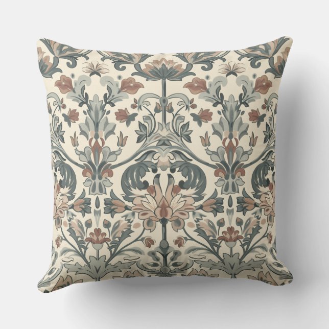 William Morris Inspired Pillow in Muted Colors (Back)