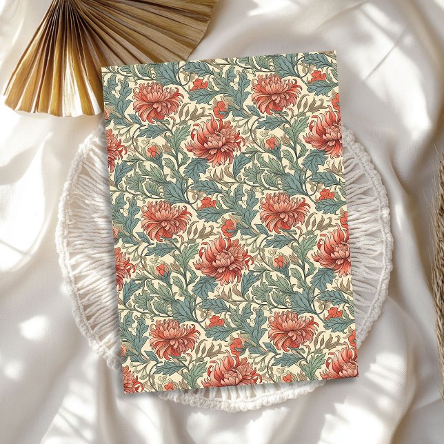 William Morris inspired red sage green pink Tissue Paper (William Morris inspired red sage green pink Tissue Paper)