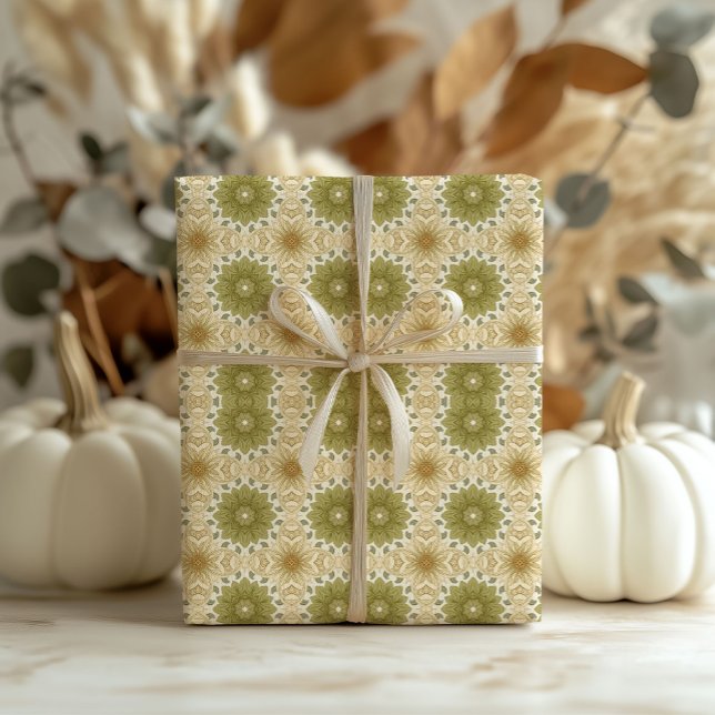 William Morris inspired soft pastel green ivory Wrapping Paper (William Morris inspired soft pastel green ivory Wrapping Paper)