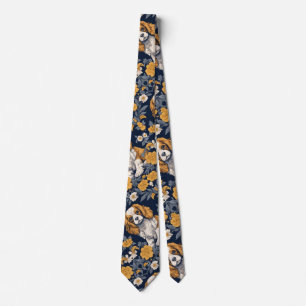 William Morris Inspired Spaniel and Flowers Neck Tie