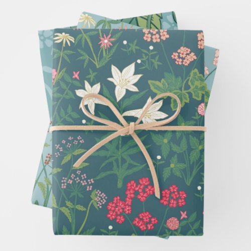 William Morris Inspired Spring Pattern Wrapping Paper Sheets