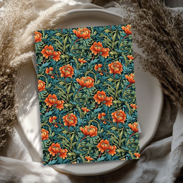 William Morris inspired terracotta dusty green Tissue Paper (William Morris inspired terracotta dusty green Tissue Paper)
