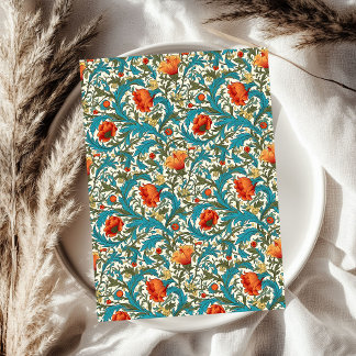 William Morris inspired terracotta pastel blue Tissue Paper