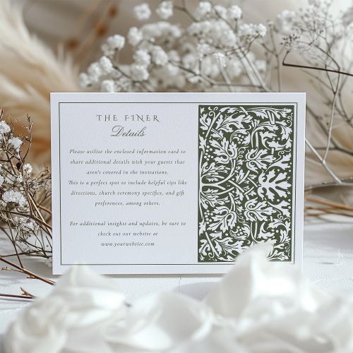 William Morris Inspired Wedding Information Card