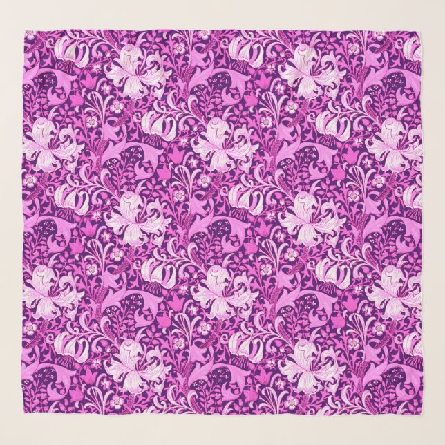 William Morris Iris and Lily, Amethyst Purple Scarf (Front)