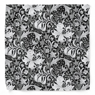 William Morris Iris and Lily, Black and White Bandana