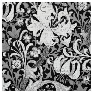 William Morris Iris and Lily, Black and White Fabric