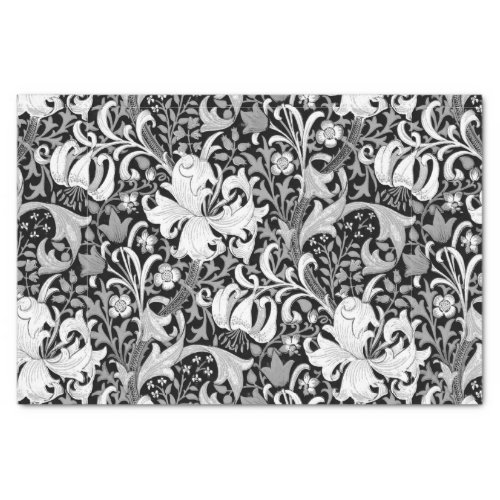 William Morris Iris and Lily Black and White Tissue Paper