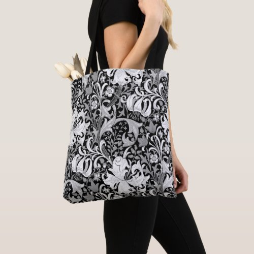 William Morris Iris and Lily Black and White Tote Bag