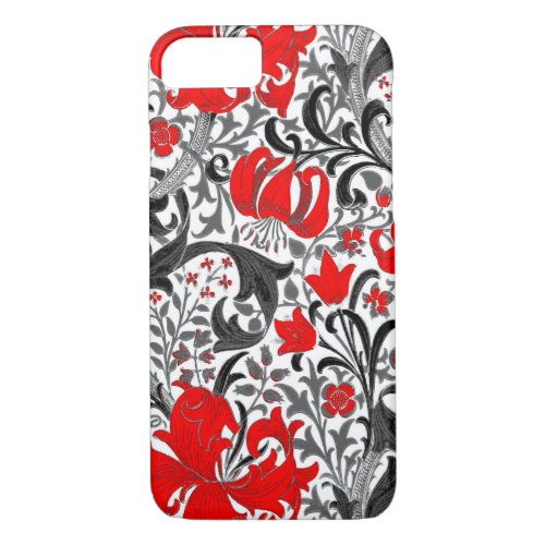 William Morris Iris and Lily Black White and Red iPhone 87 Case