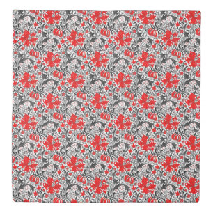William Morris Iris and Lily, Black, White and Red Duvet Cover