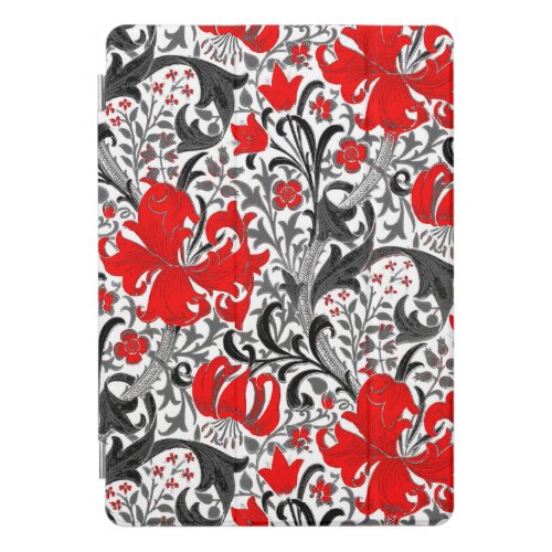 William Morris Iris and Lily Black White and Red iPad Pro Cover