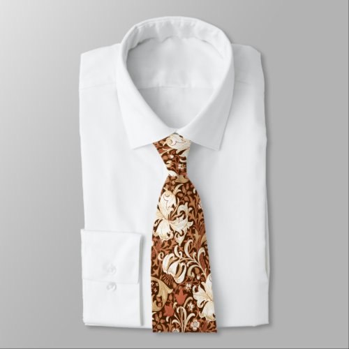 William Morris Iris and Lily Brown and Tan Neck Tie