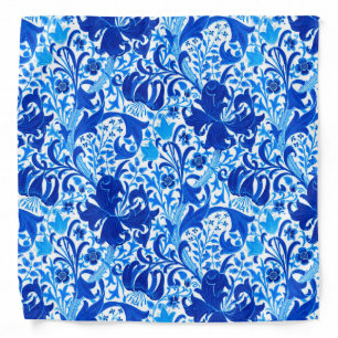 William Morris Iris and Lily, Cobalt Blue Bandana