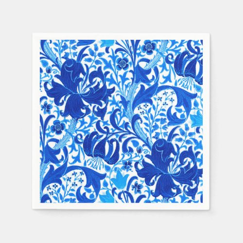 William Morris Iris and Lily Cobalt Blue Paper Napkins