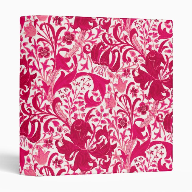 William Morris Iris and Lily, Fuchsia Pink Binder (Front/Spine)
