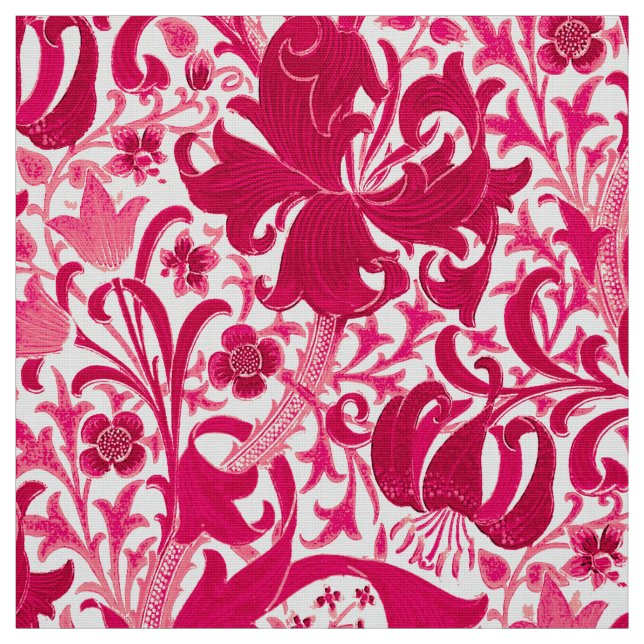 William Morris Iris and Lily, Fuchsia Pink Fabric (Swatch)