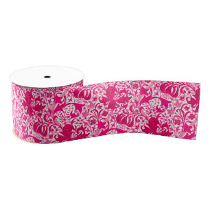 William Morris Iris and Lily, Fuchsia Pink Grosgrain Ribbon