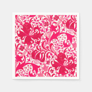 William Morris Iris and Lily, Fuchsia Pink Paper Napkins